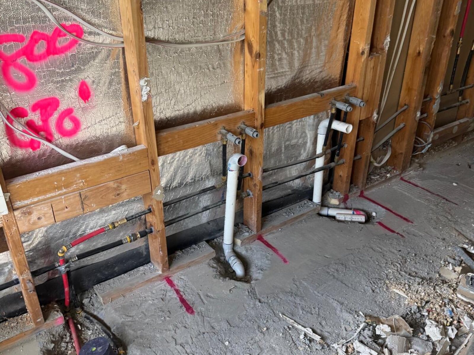 Wall rough-in and tile set-out